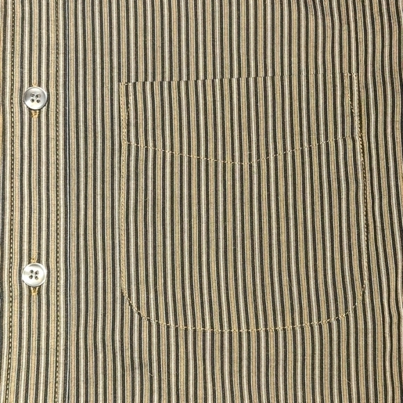 3/$20 Van Heusen Black/Gold Stripes Button Down Shirt - Picture 3 of 6